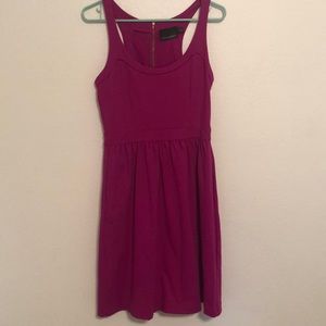 Magenta dress with gold zipper